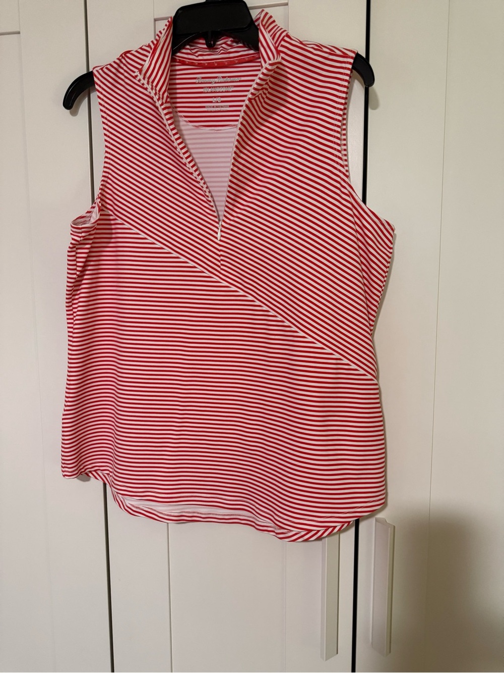 Tommy Bahama Red & White Striped Sleeveless Polo Tank